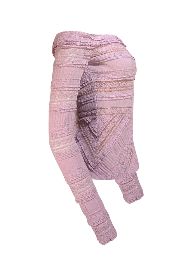 Cinq a Sept - Lavender Lace Off The Shoulder Long Sleeve Top Sz S