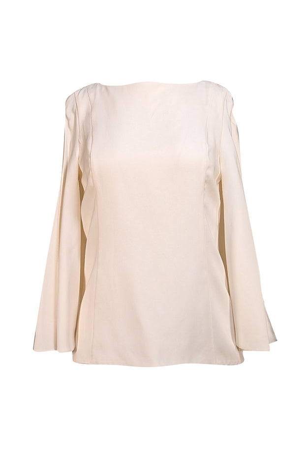 Christian Dior - Ivory Slit Cape Sleeve Silk Blouse Sz 6 - Current Boutique