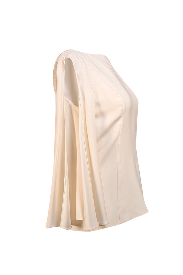 Christian Dior - Ivory Slit Cape Sleeve Silk Blouse Sz 6 - Current Boutique