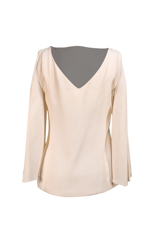 Christian Dior - Ivory Slit Cape Sleeve Silk Blouse Sz 6 - Current Boutique