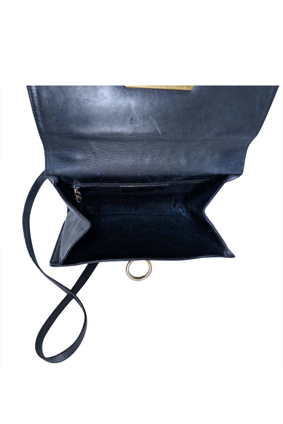 Ferragamo - Black Leather Front Flap Crossbody Bag display picture 1