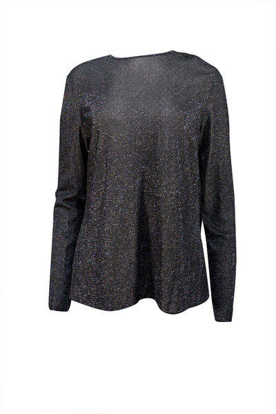 St. John - Black Metallic Long Sleeve Shirt Sz XL