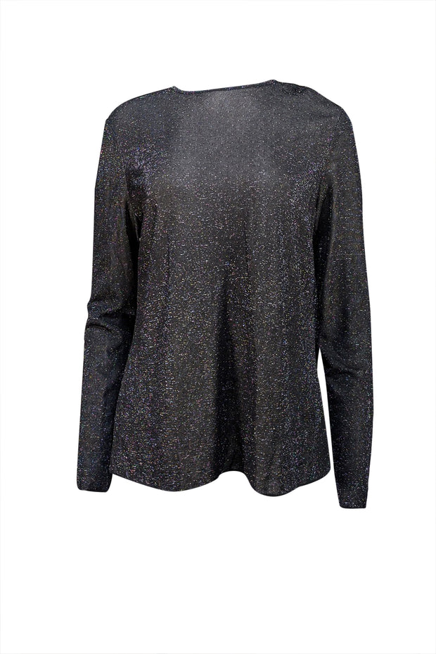 St. John - Black Metallic Long Sleeve Shirt Sz XL