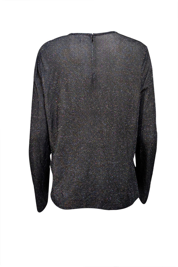 St. John - Black Metallic Long Sleeve Shirt Sz XL