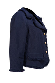 St. John - Navy Knit W/ Fringe Blazer Sz 14