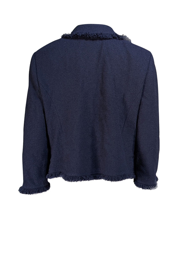 St. John - Navy Knit W/ Fringe Blazer Sz 14