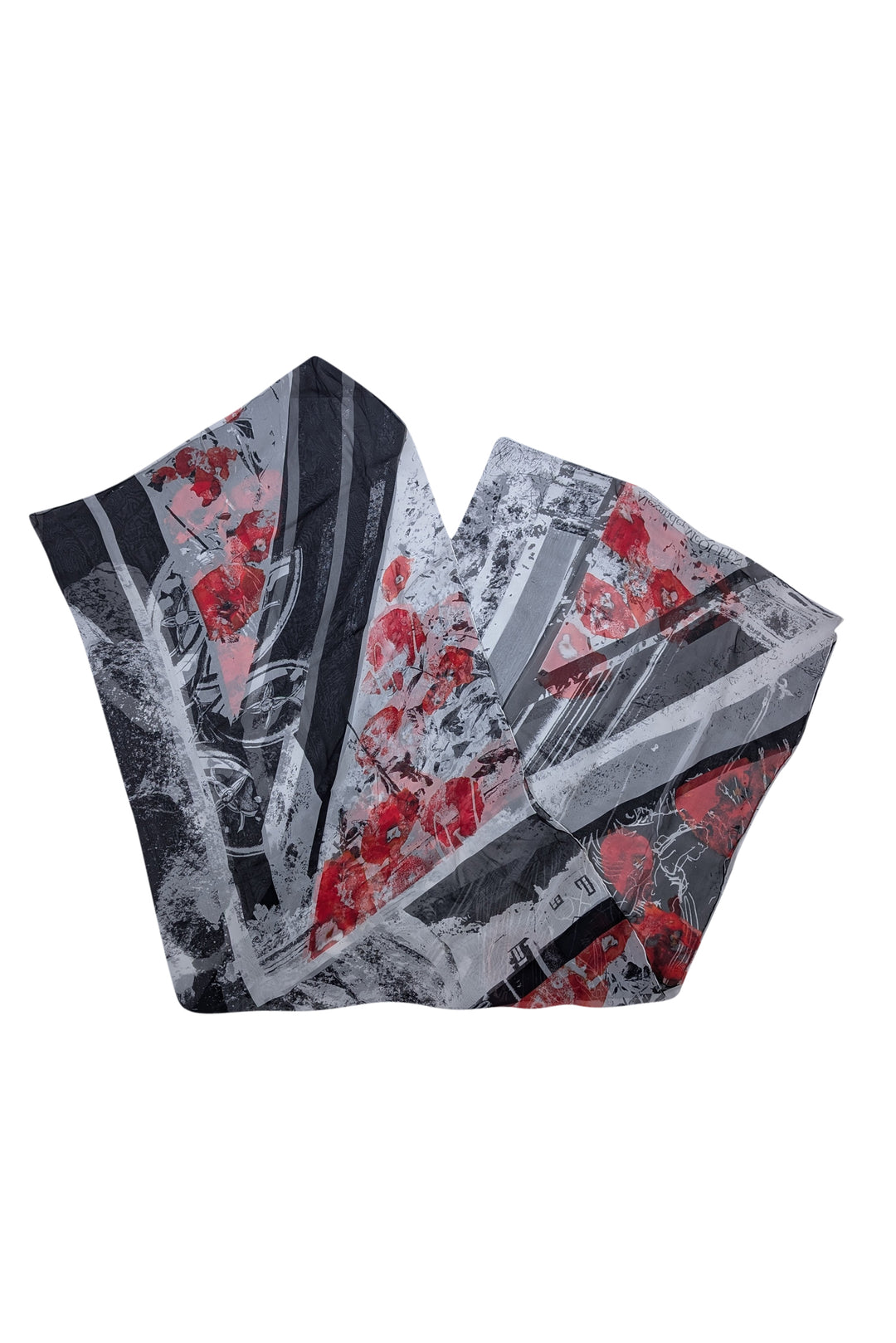 Alexander McQueen - Black, White, & Red Abstract Print Semi-Sheer