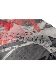Alexander McQueen - Black, White, & Red Abstract Print Semi-Sheer Scarf