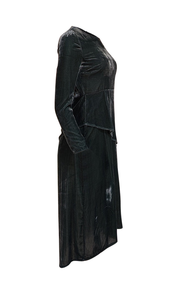 maje green velvet dress Long pleated effect dress Green for Women