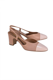 Chanel - Beige Two Tone Leather Sling Back Low Pumps Sz 11