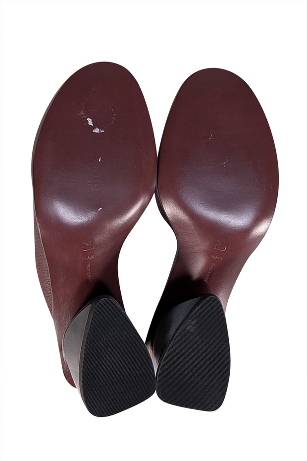 Mercedes Castillo -Maroon Pebbled Leather Mule Heels Sz 11