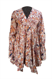 A.L.C. - Beige w/ Orange, Pink, & Navy Print Long Sleeve Dress Sz 8