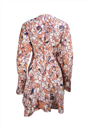 A.L.C. - Beige w/ Orange, Pink, & Navy Print Long Sleeve Dress Sz 8