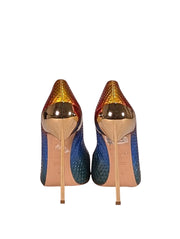 Casadei - Rainbow Leather Embossed Heels Sz 8 - Current Boutique