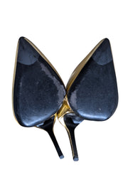 Ferragamo - Metallic Gold & Black Pointed Tow Pumps Sz 7.5 - Current Boutique