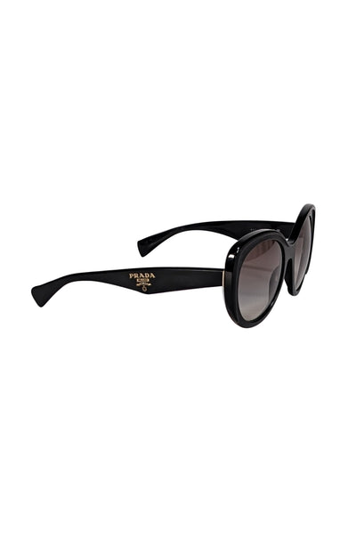 Prada - Black Large Round Sunglasses - Current Boutique