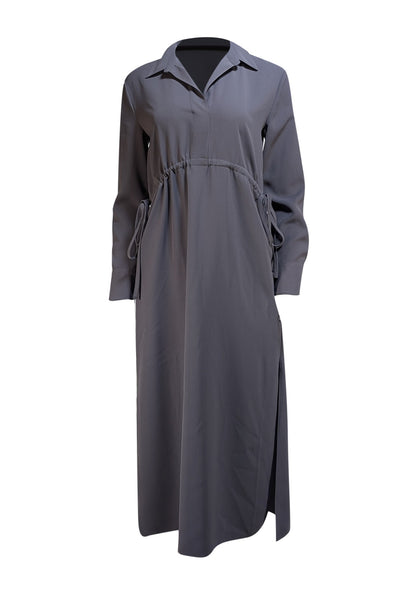 Theory - Olive Green Maxi Shirt Dress Sz 2 - Current Boutique