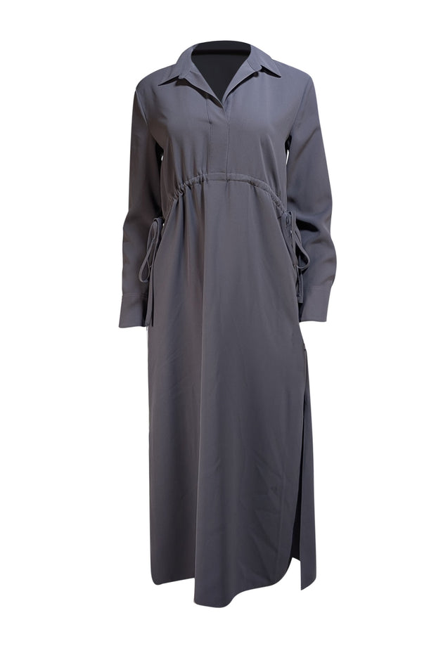 Theory - Olive Green Maxi Shirt Dress Sz 2 - Current Boutique