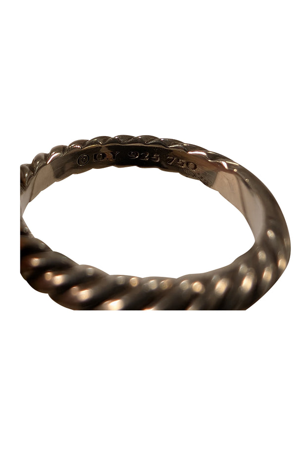 David Yurman - Sterling Silver & Gold Twist Ring w/ Amethyst Center Stone Sz 5 - Current Boutique