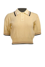 Sandro - Butter Yellow Wool & Cashmere Short Sleeve Sweater Sz S - Current Boutique