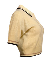 Sandro - Butter Yellow Wool & Cashmere Short Sleeve Sweater Sz S - Current Boutique