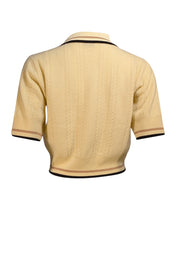 Sandro - Butter Yellow Wool & Cashmere Short Sleeve Sweater Sz S - Current Boutique