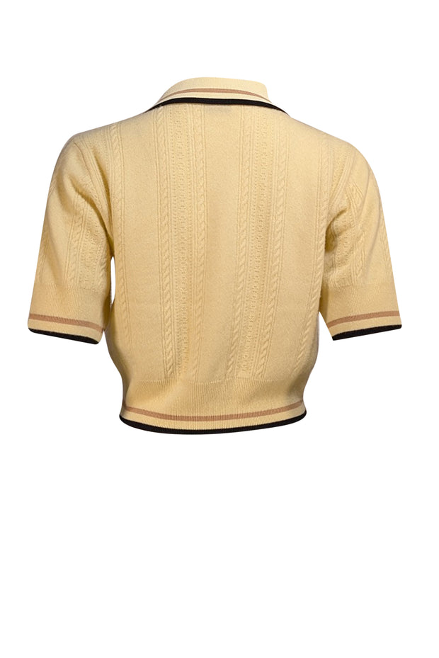 Sandro - Butter Yellow Wool & Cashmere Short Sleeve Sweater Sz S - Current Boutique