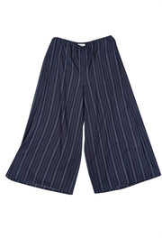Vince - Navy Pinstripe Wide Leg Pants Sz L - Current Boutique