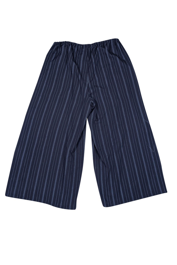 Vince - Navy Pinstripe Wide Leg Pants Sz L - Current Boutique