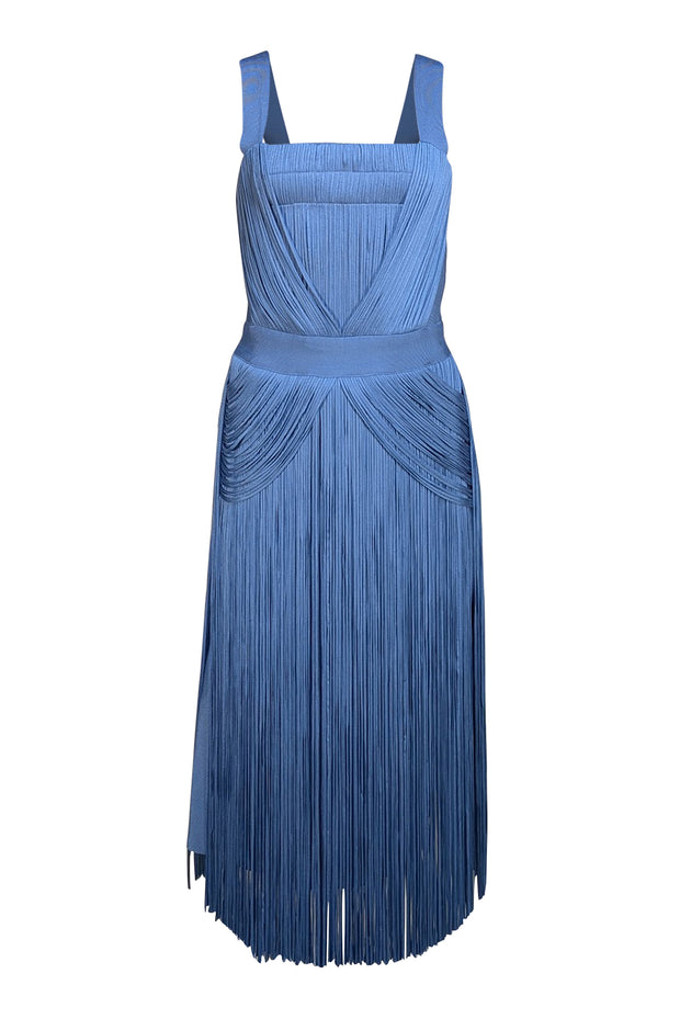 Herve Leger - Blue Hydrangea Fringe Midi Dress Sz M