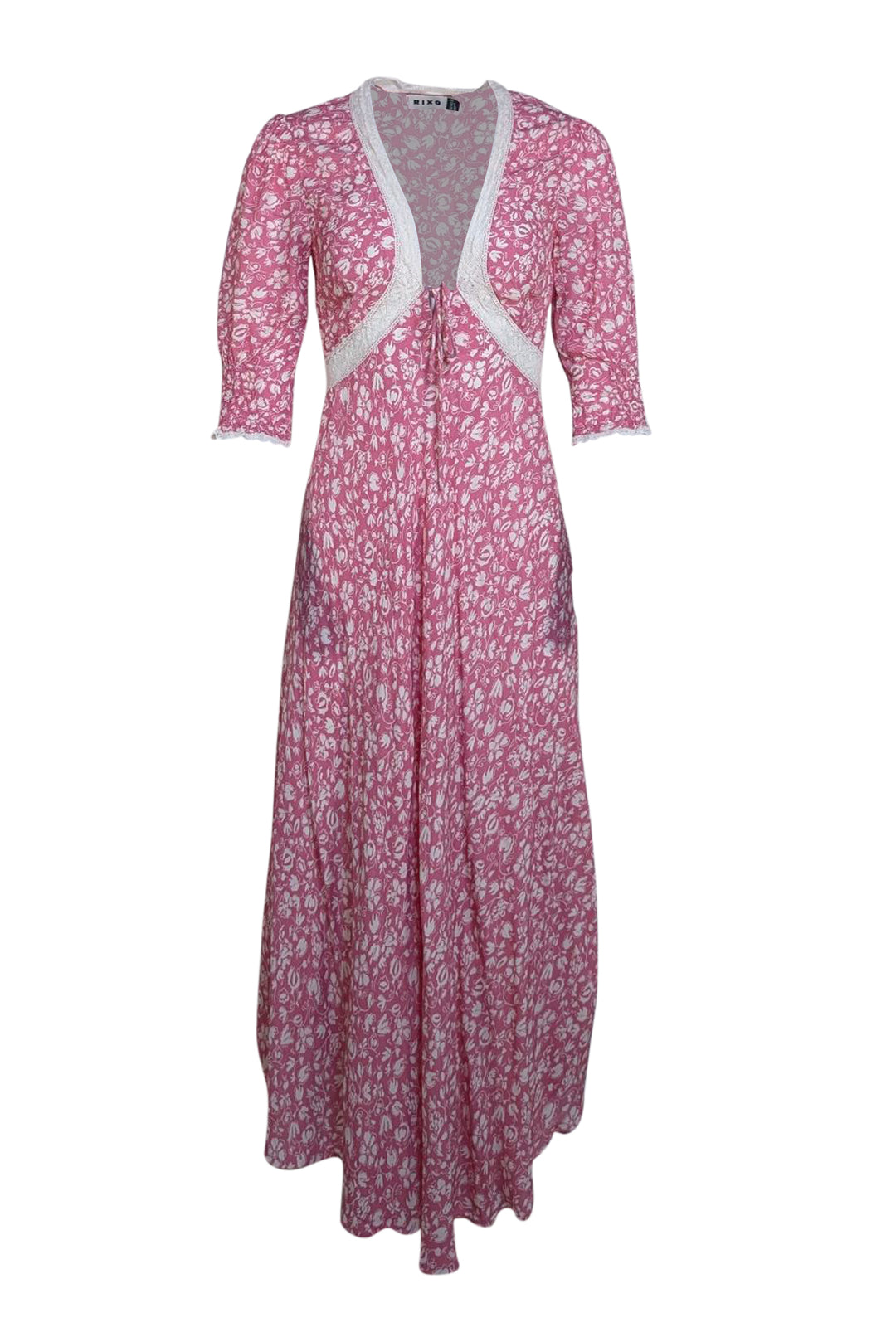 pink rixo dress Loralyn Silk Midi Dress in Kimmie Floral Pink