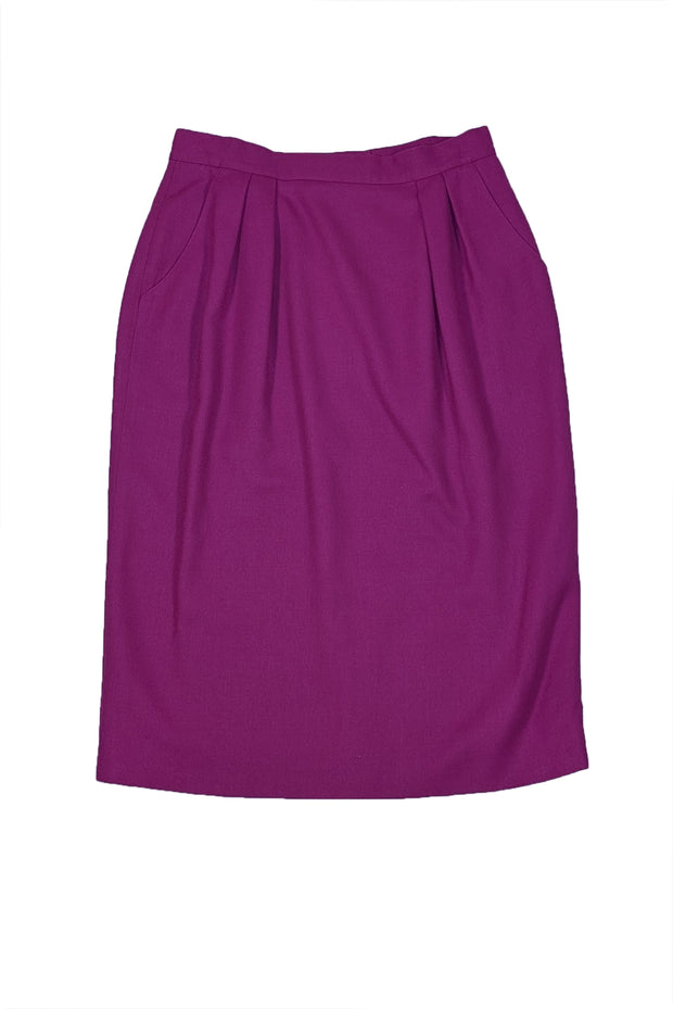 Christian Dior - Purple Wool Pencil Skirt Sz 12 - Current Boutique