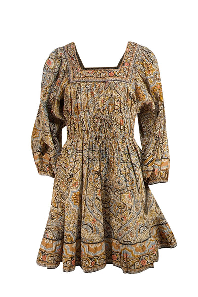 Cleobella - Beige, Tan, & Multicolor Square Neckline Dress Sz XS - Current Boutique