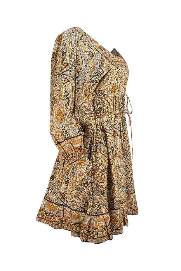 Cleobella - Beige, Tan, & Multicolor Square Neckline Dress Sz XS - Current Boutique