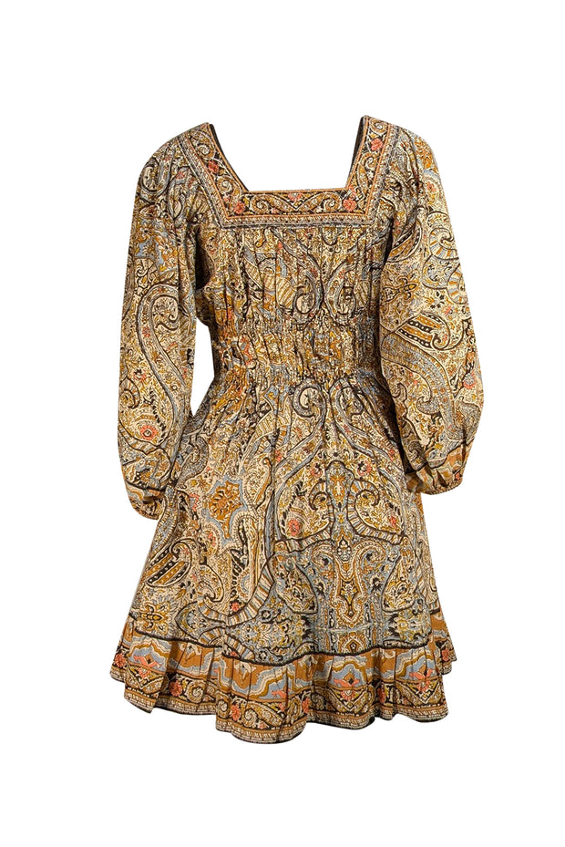 Cleobella - Beige, Tan, & Multicolor Square Neckline Dress Sz XS - Current Boutique