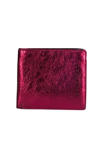 Burberry - Metallic Pink Leather Bi-Fold Wallet - Current Boutique