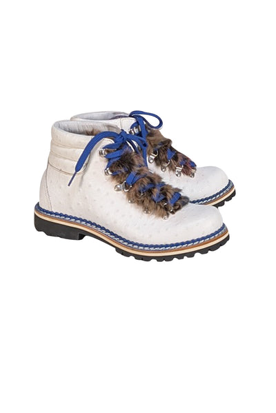 Montelliana - Ivory Leather w/ Fur Front Detail Short Boots Sz 8 - Current Boutique