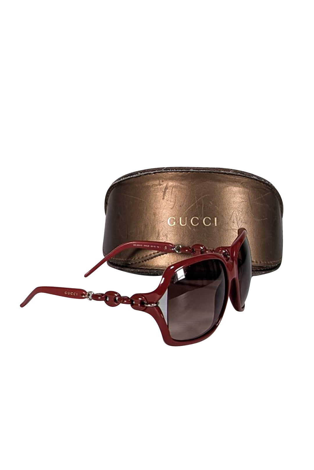 Gucci - Dark Red Large Sunglasses | Current Boutique display picture 1