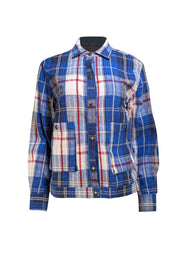 Chloe Stora - Blue, Red, & White Plaid Shirt Jacket Sz 2 - Current Boutique