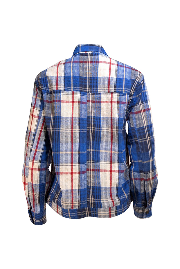 Chloe Stora - Blue, Red, & White Plaid Shirt Jacket Sz 2 - Current Boutique