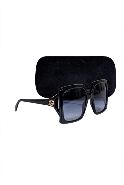 Gucci - Black Large Square Sunglasses - Current Boutique