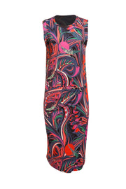 Emilio Pucci - Blue & Multi Color Print Tulip Front Dress Sz 14 - Current Boutique