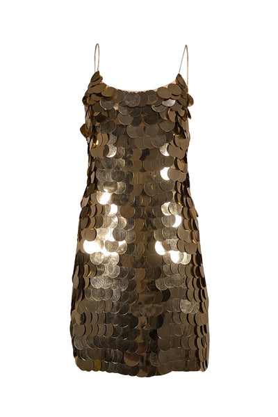 Alice & Olivia - Gold Large Sequin Sleeveless Dress Sz 6 - Current Boutique