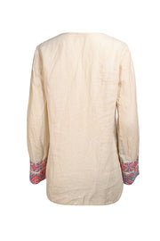 Tory Burch - Ivory W/ Multi Embroidery Linen Tunic Sz 10 - Current Boutique