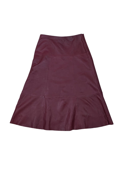 ATM - Maroon Leather A Line Skirt Sz 6 - Current Boutique