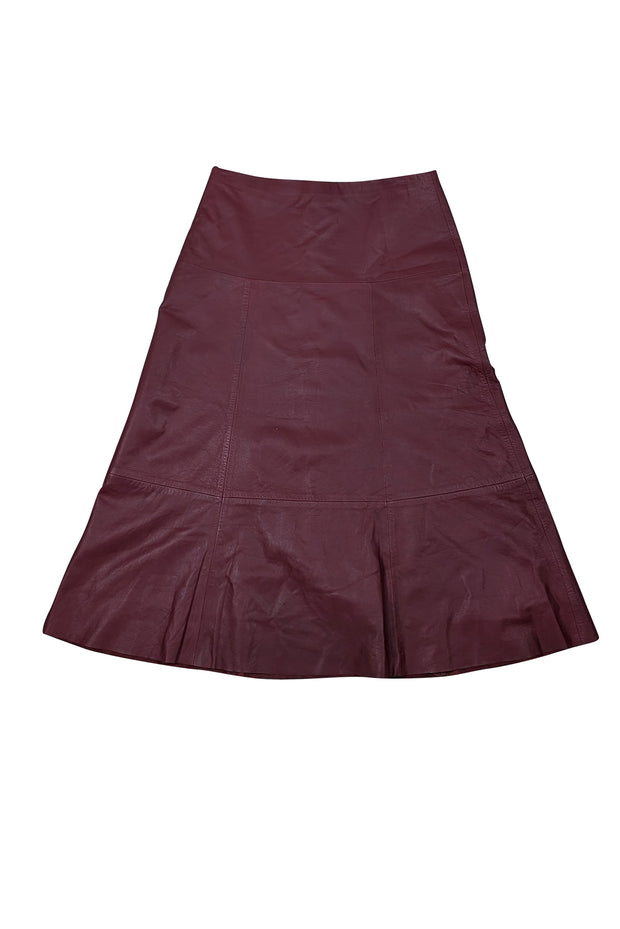 ATM - Maroon Leather A Line Skirt Sz 6 - Current Boutique