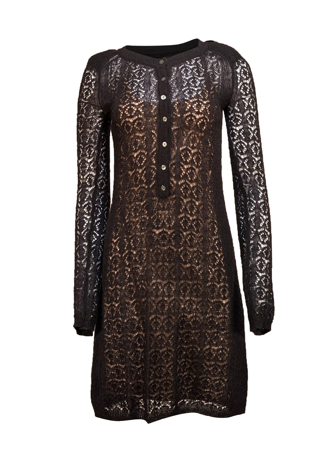 Marc by Marc Jacobs - Black Pointelle Knit Long Sleeve Dress Sz S Marc by Marc Jacobs - Black Pointelle Knit Long Sleeve Dress Sz S