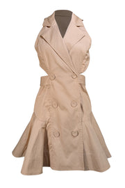 Acler - Tan Double Breasted Open Back Mini Dress Sz 6