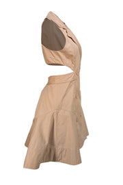 Acler - Tan Double Breasted Open Back Mini Dress Sz 6