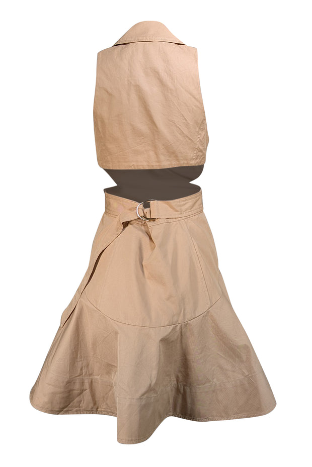 Acler - Tan Double Breasted Open Back Mini Dress Sz 6